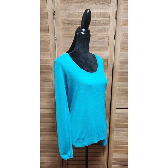 Merona Women's Lightweight Pull Over Aqua Blue Sweater Medium M Long-Sleeve Top - Picture 2 of 7